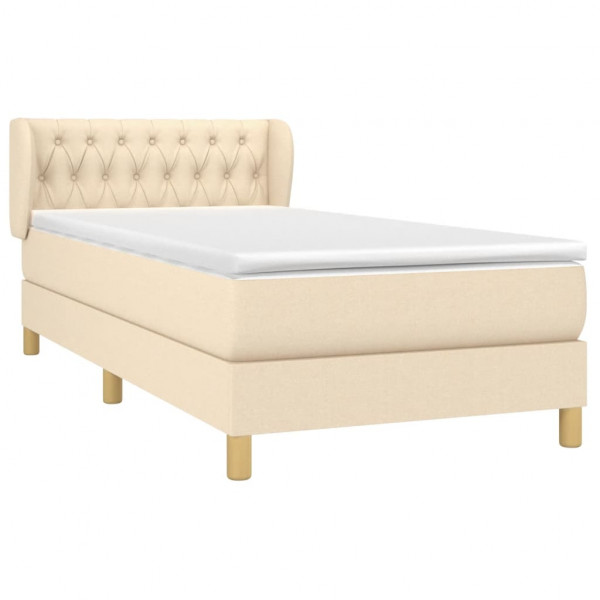 Cama box spring con colchón tela color crema 90x190 cm M 3