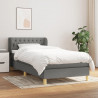 Cama box spring con colchón tela gris oscuro 100x200 cm 1
