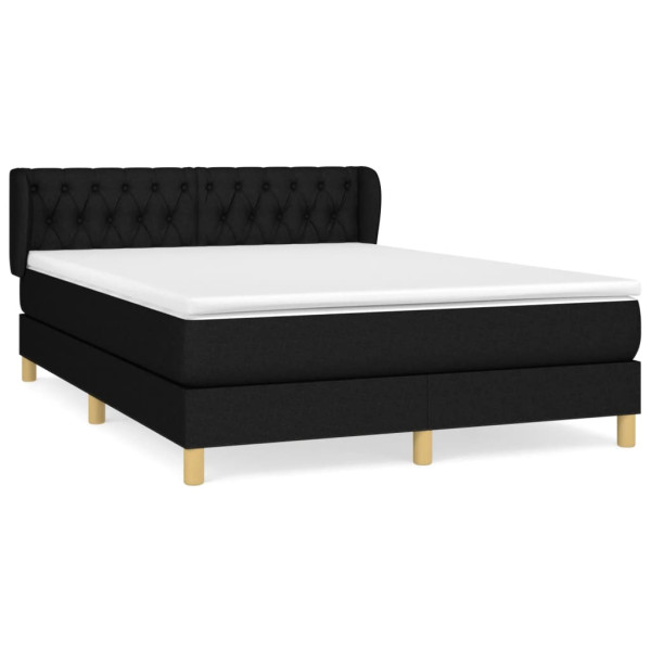 Cama box spring con colchón tela negro 140x200 cm M 2