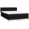 Cama box spring con colchón tela negro 140x200 cm 2