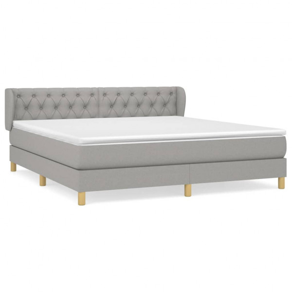 Cama box spring con colchón tela gris claro 160x200 cm M 2