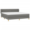 Cama box spring con colchón tela gris oscuro 160x200 cm 3