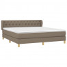 Cama box spring con colchón tela gris taupe 160x200 cm 3