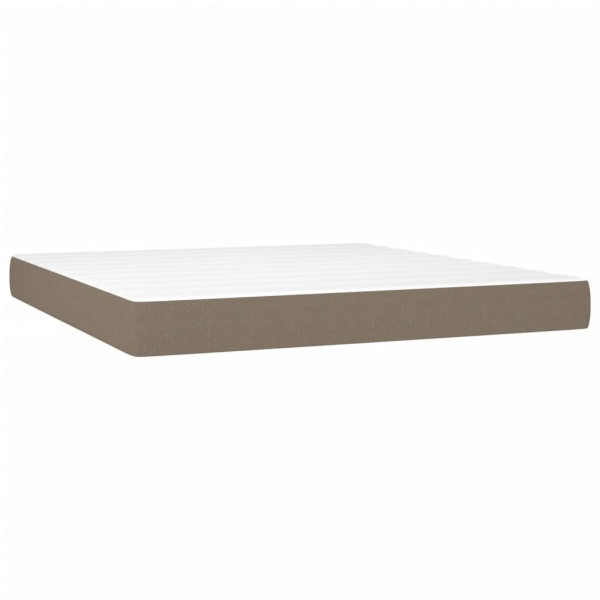 Cama box spring con colchón tela gris taupe 160x200 cm M 5