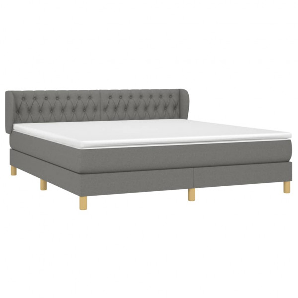 Cama box spring con colchón tela gris oscuro 180x200 cm M 3