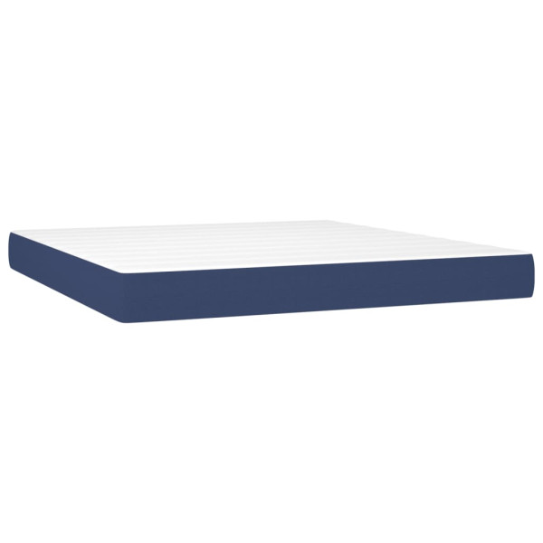 Cama box spring con colchón tela azul 180x200 cm M 5