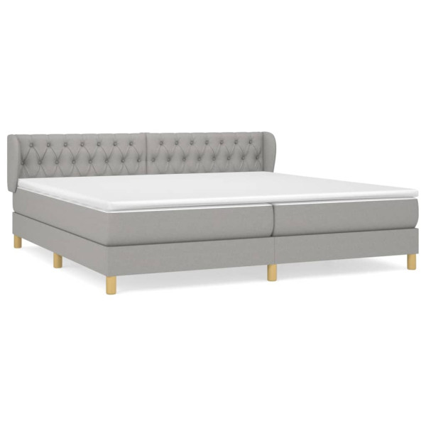 Cama box spring con colchón tela gris claro 200x200 cm M 2