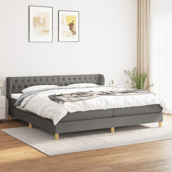 Cama box spring con colchón tela gris oscuro 200x200 cm D