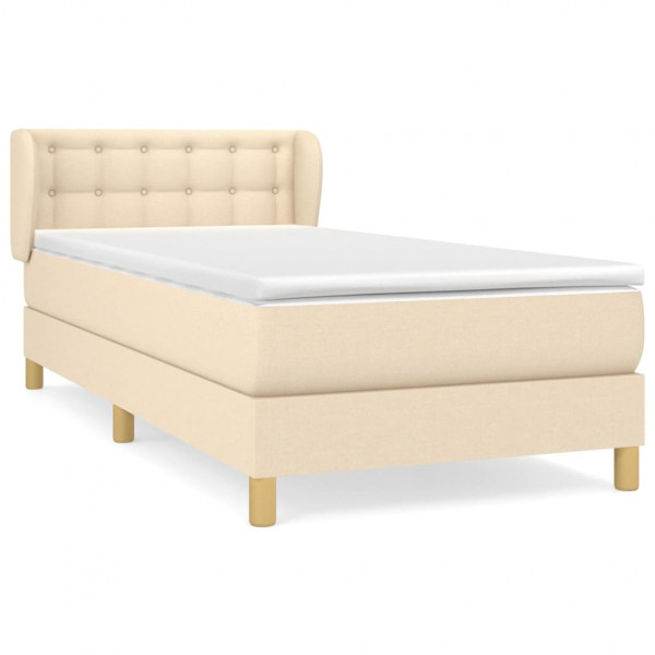 Cama com molas/colchão 90x190 cm tecido cor creme M 2