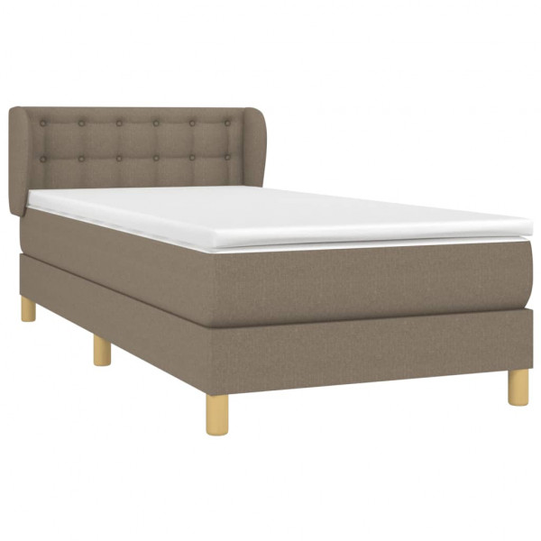 Cama box spring con colchón tela gris taupe 90x200 cm M 3