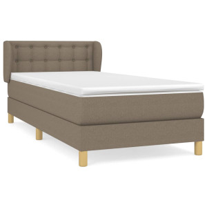 Cama box spring con colchón tela gris taupe 100x200 cm H