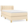 Cama box spring con colchón tela color crema 100x200 cm 2