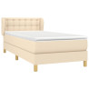 Cama box spring con colchón tela color crema 100x200 cm 3