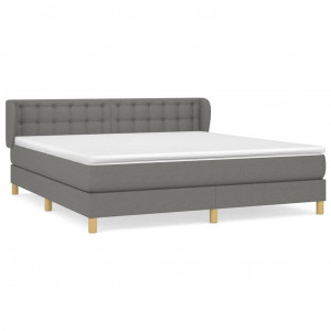 Cama box spring con colchón tela gris oscuro 160x200 cm H