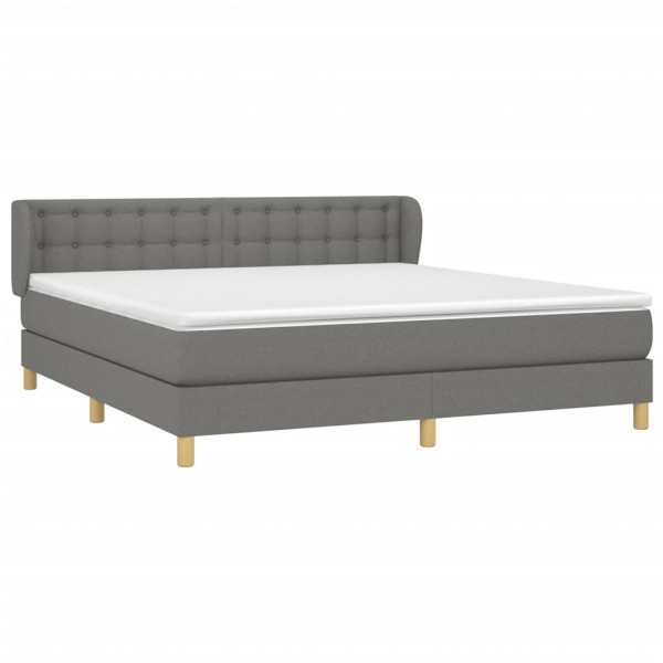 Cama box spring con colchón tela gris oscuro 160x200 cm M 3