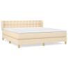 Cama box spring con colchón tela color crema 160x200 cm 2