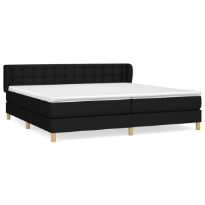 Cama box spring con colchón tela negro 200x200 cm H