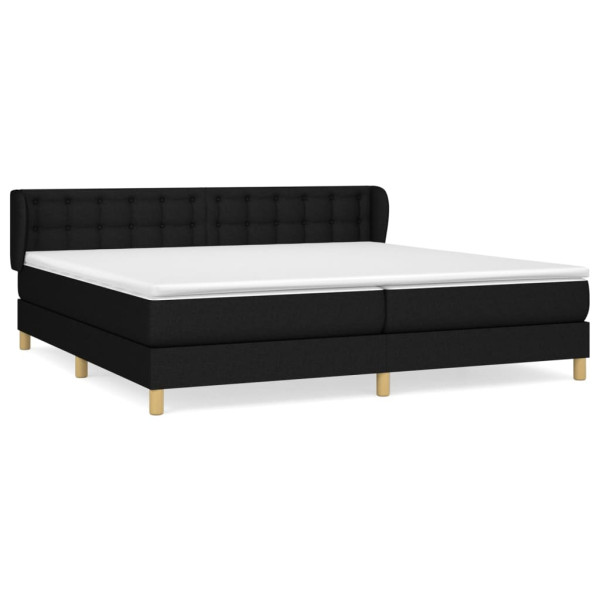 Cama com molas/colchão 200x200 cm tecido preto M 2