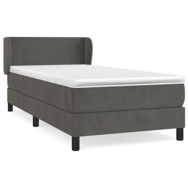 Cama com molas/colchão 90x200 cm veludo cinza-escuro M 2