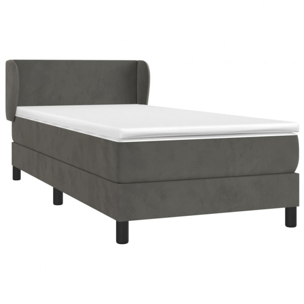 Cama com molas/colchão 90x200 cm veludo cinza-escuro M 3