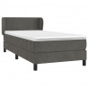 Cama box spring con colchón terciopelo gris oscuro 90x200 cm 3