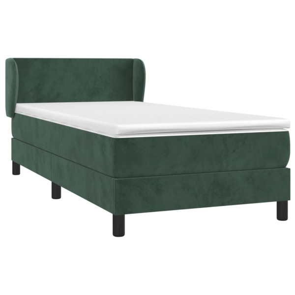 Cama com molas/colchão 90x200 cm veludo verde-escuro M 3
