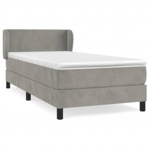 Cama com molas/colchão 100x200 cm veludo cinza-claro H