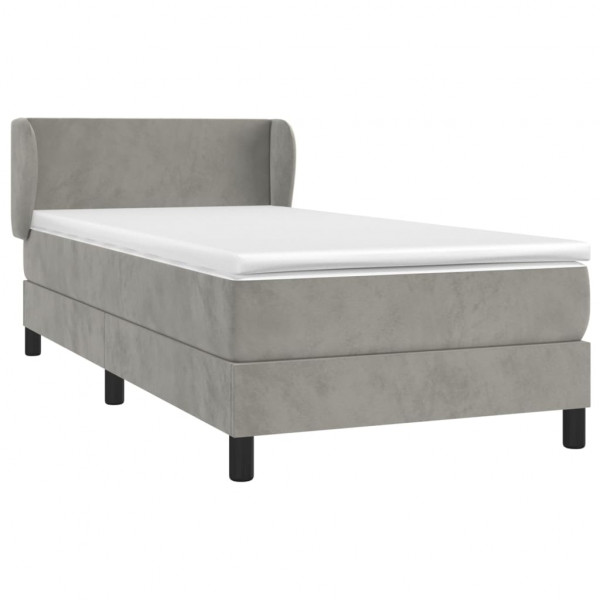 Cama com molas/colchão 100x200 cm veludo cinza-claro M 3
