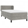 Cama com molas/colchão 100x200 cm veludo cinza-claro 3