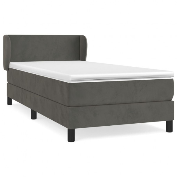 Cama com molas/colchão 100x200 cm veludo cinza-escuro M 2