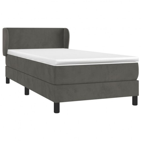 Cama com molas/colchão 100x200 cm veludo cinza-escuro M 3