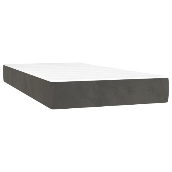 Cama com molas/colchão 100x200 cm veludo cinza-escuro M 5