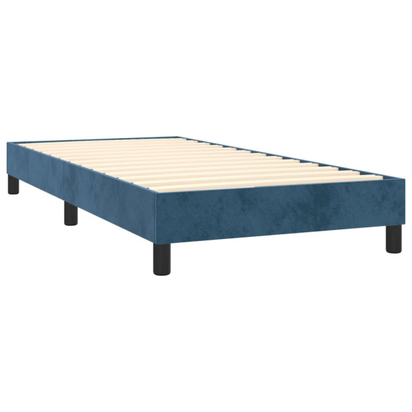 Cama box spring con colchón terciopelo azul oscuro 100x200 cm M 4
