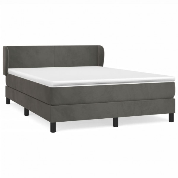 Cama box spring con colchón terciopelo gris oscuro 140x200 cm M 2