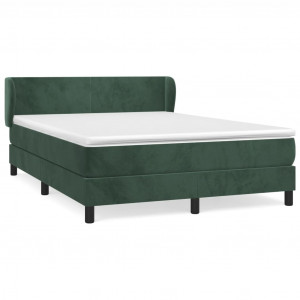 Cama com molas/colchão 140x200 cm veludo verde-escuro H