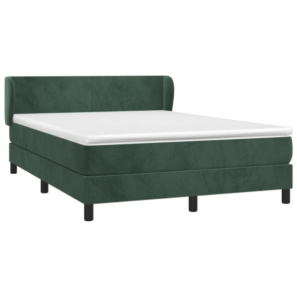 Cama com molas/colchão 140x200 cm veludo verde-escuro M 3