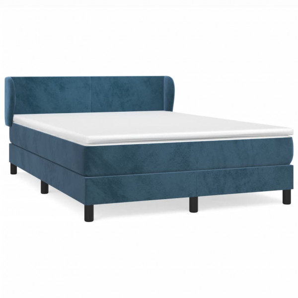 Cama com molas/colchão 140x200 cm veludo azul-escuro M 2