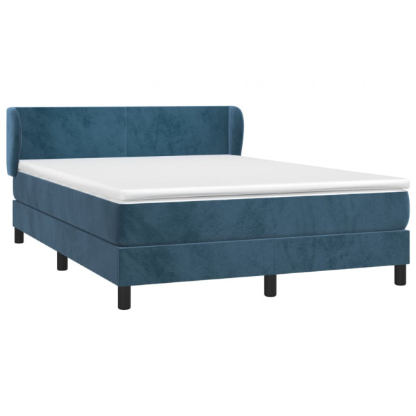 Cama box spring con colchón terciopelo azul oscuro 140x200 cm M 3