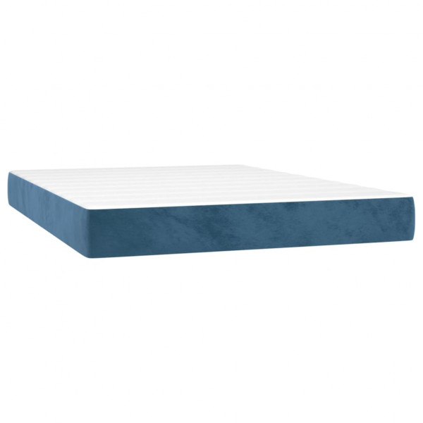 Cama box spring con colchón terciopelo azul oscuro 140x200 cm M 5
