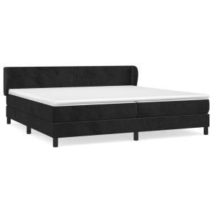 Cama box spring con colchón terciopelo negro 200x200 cm H