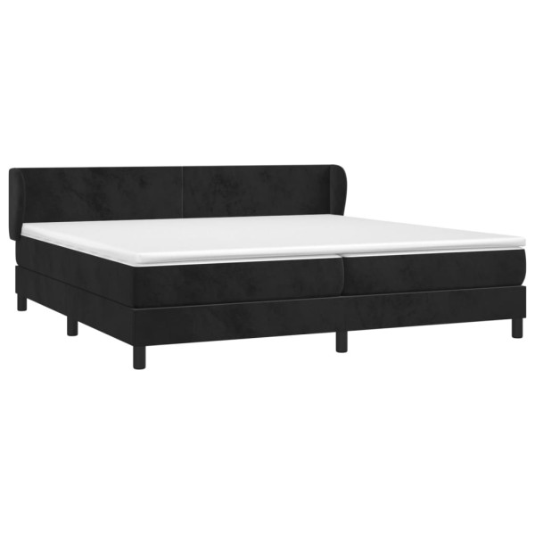 Cama box spring con colchón terciopelo negro 200x200 cm M 3
