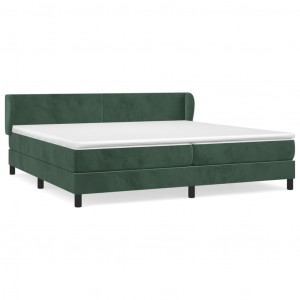 Cama box spring con colchón terciopelo verde oscuro 200x200 cm H