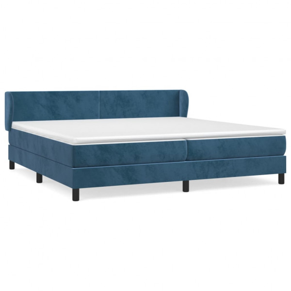 Cama box spring con colchón terciopelo azul oscuro 200x200 cm M 2