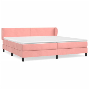 Cama box spring con colchón terciopelo rosa 200x200 cm H