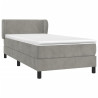 Cama com molas/colchão 90x200 cm veludo cinza-claro 3