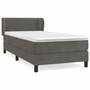 Cama com molas/colchão 90x200 cm veludo cinza-escuro H