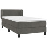 Cama com molas/colchão 90x200 cm veludo cinza-escuro 3