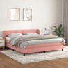 Cama box spring con colchón terciopelo rosa 160x200 cm 1