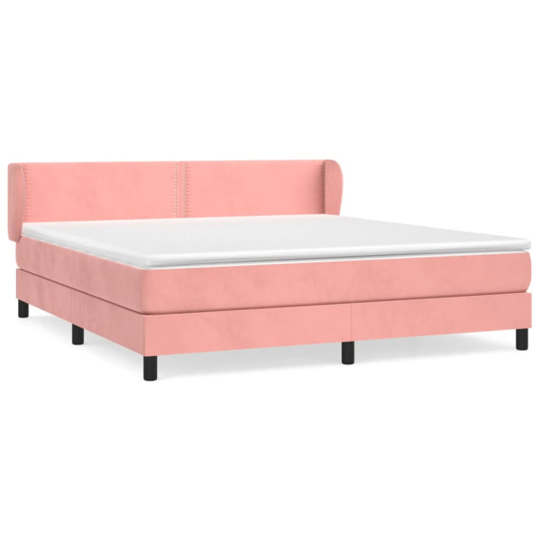 Cama com molas/colchão 160x200 cm veludo rosa M 2