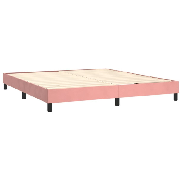 Cama com molas/colchão 160x200 cm veludo rosa M 4